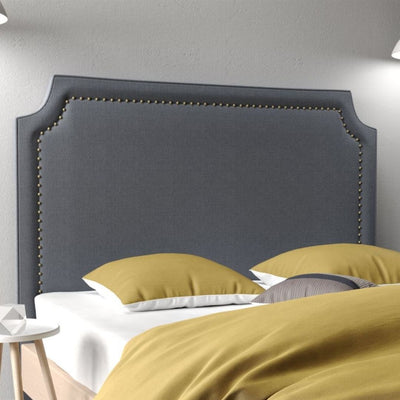 Tête de lit en bois massif tissu gris foncé