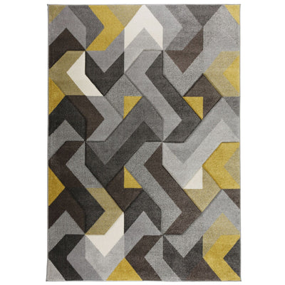 Tapis  graphique Aurora 200x290cm Gris et Jaune