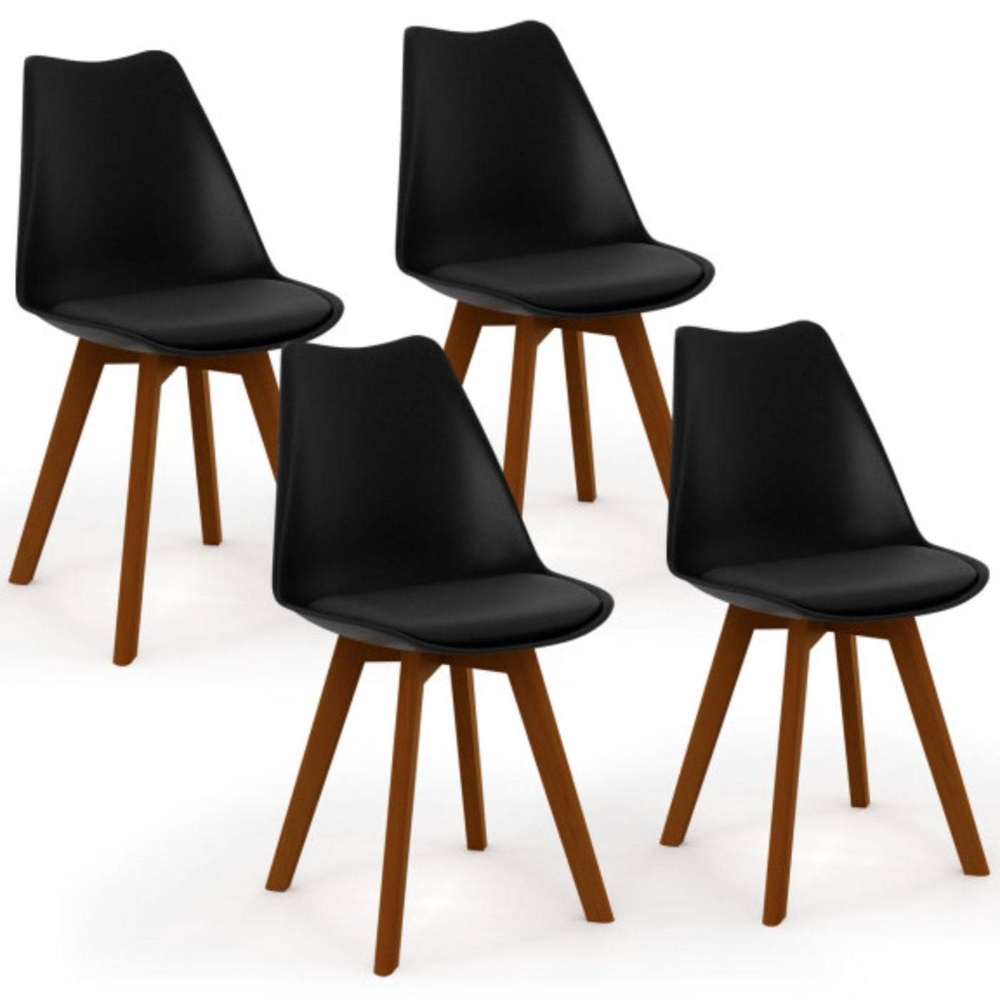 Lot de 4 chaises scandinaves Brava noir