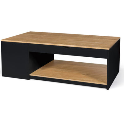 Table basse avec coffre Elina Bois/Noir