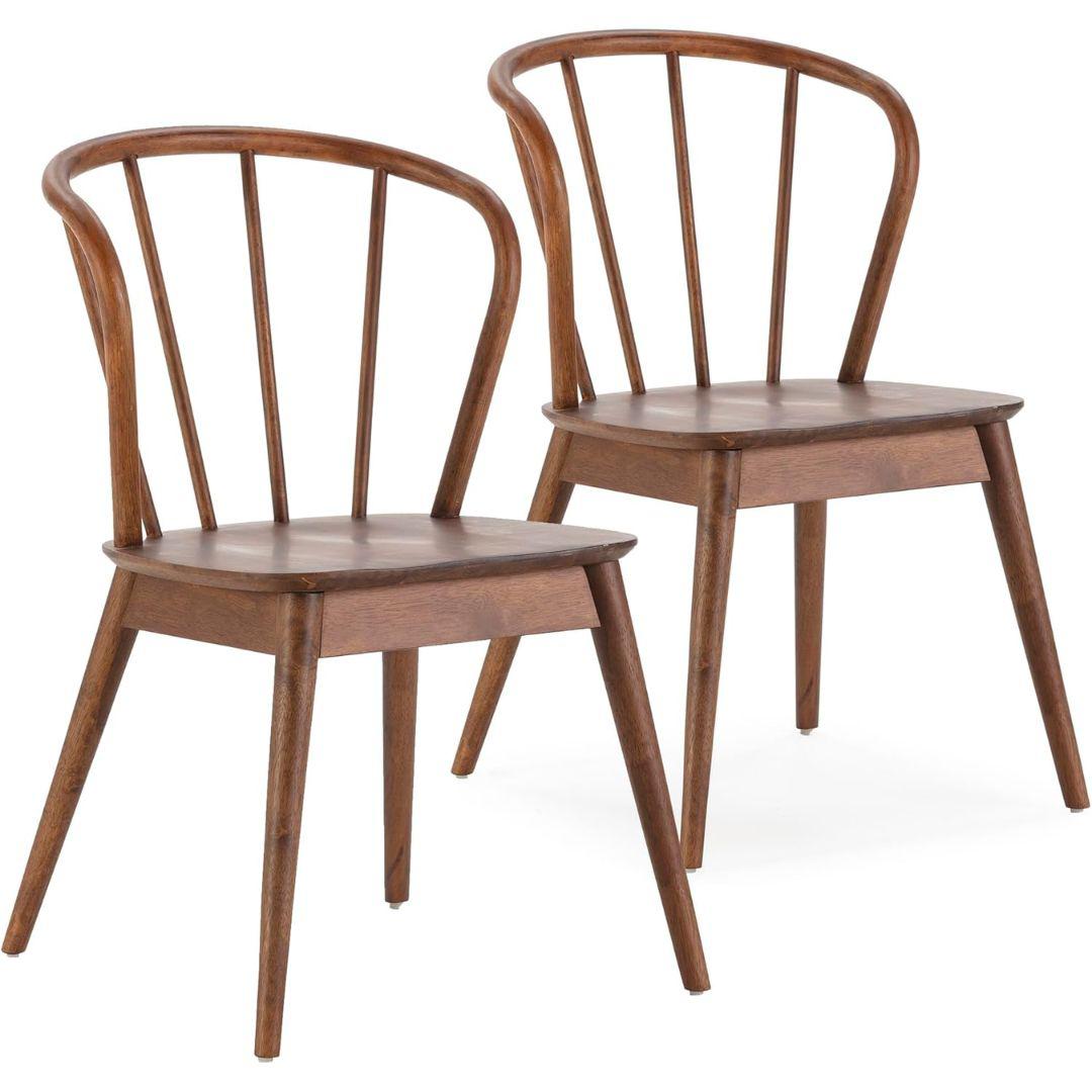 Lot de 2 chaises en bois massif couleur noyer Brisa