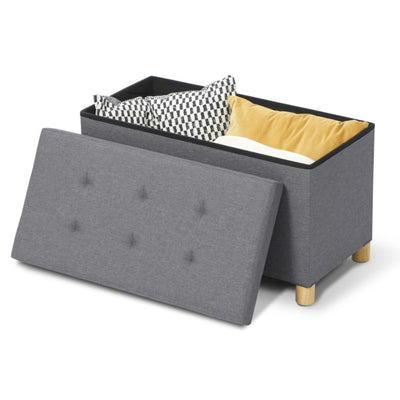 Banc coffre tissu gris anthracite