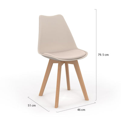 Lot de 4 chaises scandinaves Nordia beige