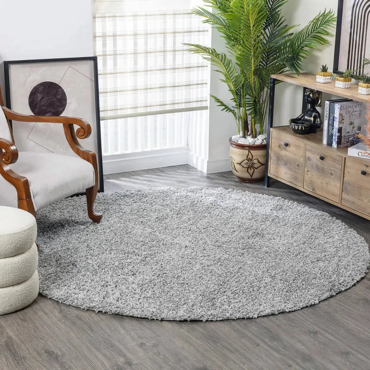 Tapis Shaggy rond Lilly Gris