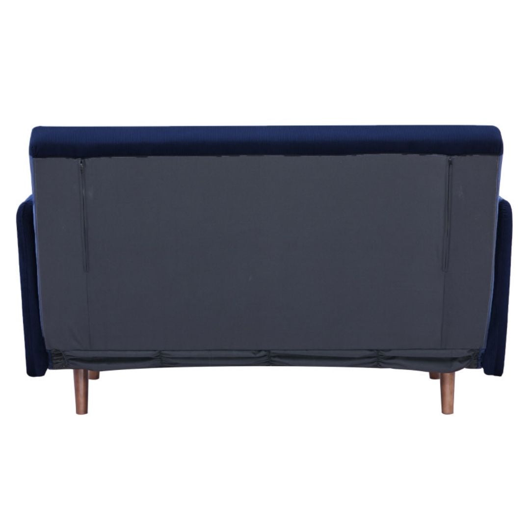 Canapé convertible 2 places BELUSHI en velours côtelé Bleu L120cm