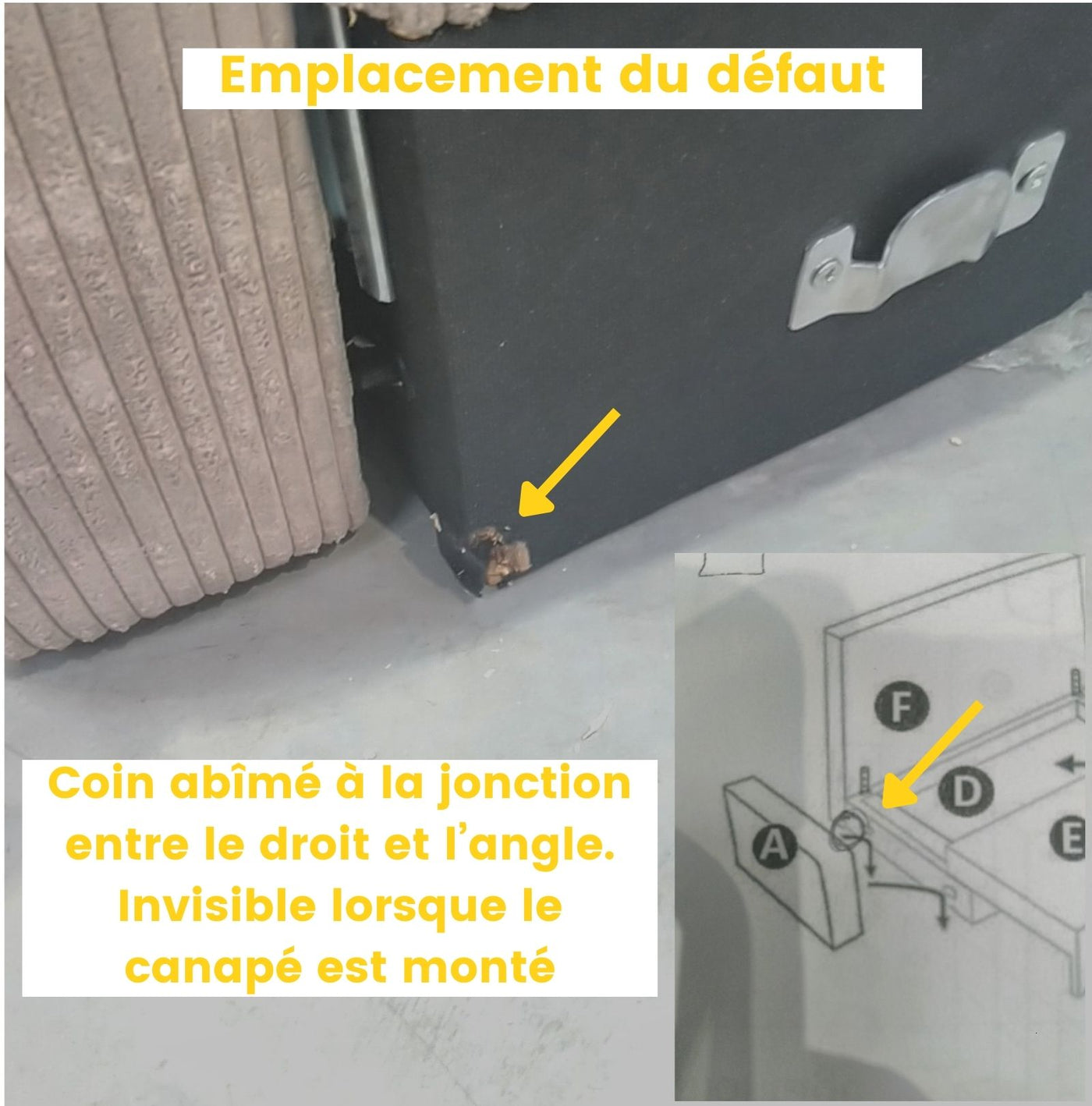 Canapé d'angle Drawer réversible convertible en velours côtelé avec coffre - Léger défaut