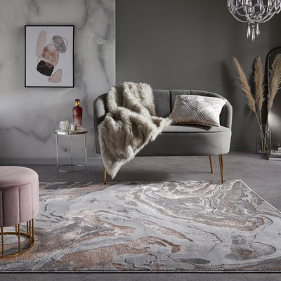 Tapis effet marbre Gris et rose poudré