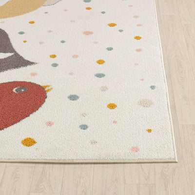 Tapis Enfant Oiseaux Jaune/Bleu/Marron Breda