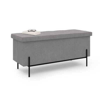 Banc coffre tissu gris 100cm