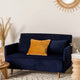 canape convertible en velours cotele bleu 2 places dans un salon scandinave