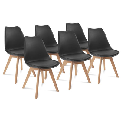 Lot de 6 chaises scandinaves Nordia Noires