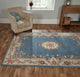 Tapis en laine Aubusson Bleu et beige 75x150cm